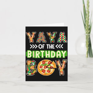 Cartão Yaya do menino aniversariante amante de pizza fest