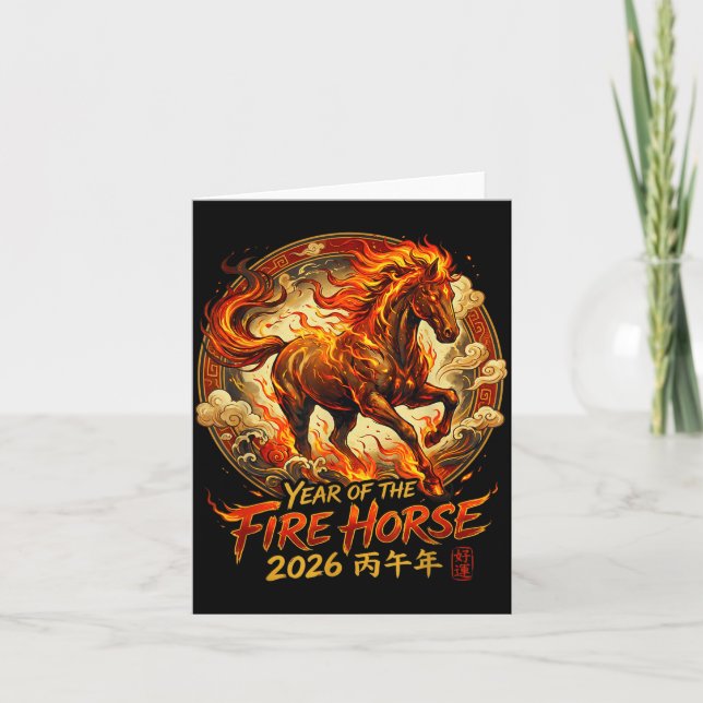 Cartão Year Of The Fire Horse 2026 Chinese Zodiac Lunar N (Frente)