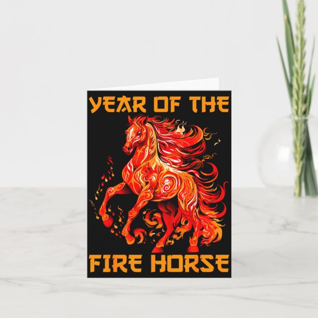 Cartão Year Of The Fire Horse Happy Chinese Lunar New Yea (Frente)