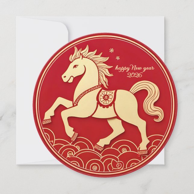 Cartão Year of the Horse 2026 Chinese New Year  (Frente)