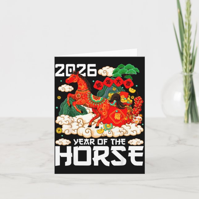 Cartão Year Of The Horse 2026 Happy Chinese Lunar New Yea (Frente)