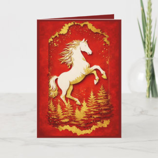 Cartão Year of the Horse 2026 Red & Gold Greeting Card