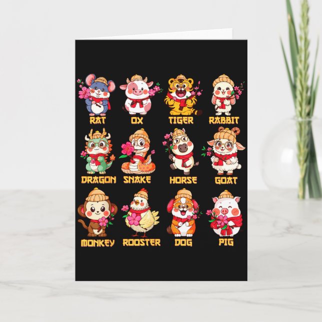 Cartão Year Of The Horse Chinese Zodiac Animal Signs Luna (Frente)