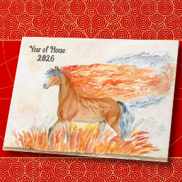 Cartão Year of the Horse with Fire Happy New Year 2026