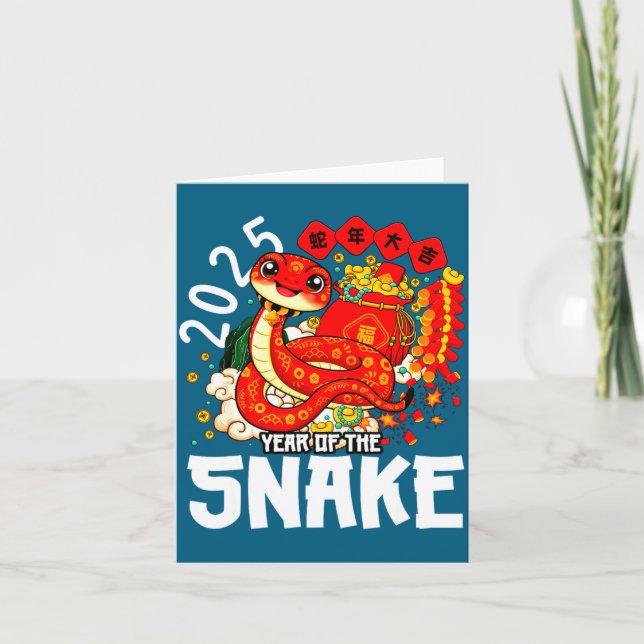 Cartão Year Of The Snake 2025 Chinese New Year 2025 Red S (Frente)