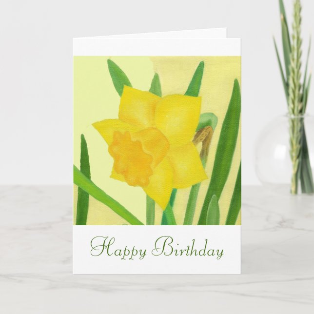Cartão Yellow Daffodil Birthday Card (Frente)