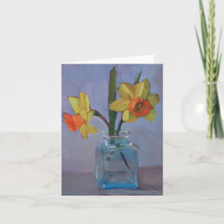 Cartão Yellow Daffodils in Glass Vase