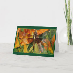 Cartão Yellow Dragonfly on Daylilies Blank Note Card