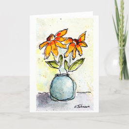 Cartão Yellow Flowers Watercolor Greeting Card