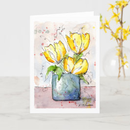 Cartão Yellow Flowers Watercolor Greeting Card
