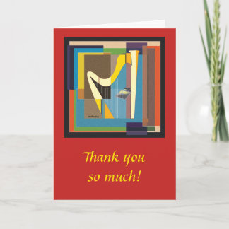 Cartão Yellow Gold Harp Thank You Greeting Card