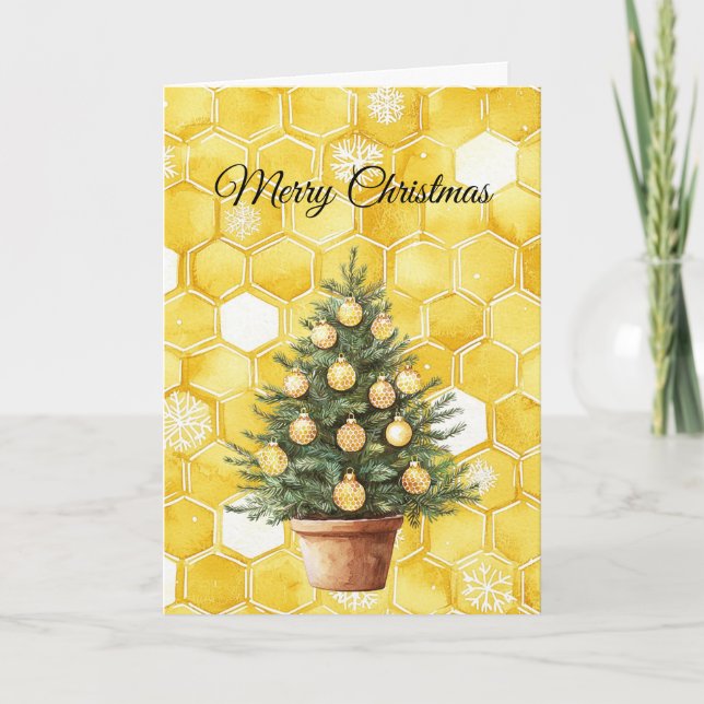 Cartão Yellow Gold Honey Christmas Tree (Frente)