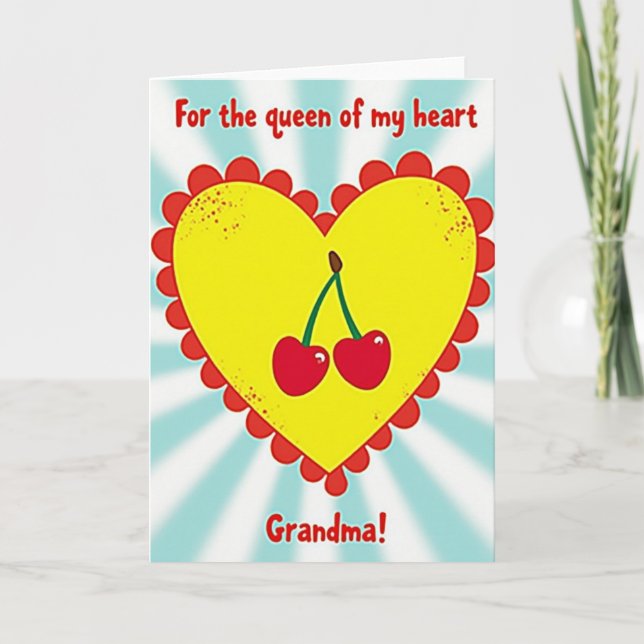 Cartão Yellow Heart Grandma Card (Frente)