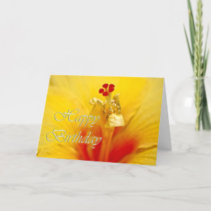 Cartão Yellow Hibiscus Birthday