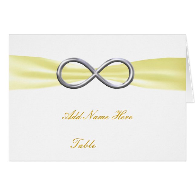 Cartão Yellow Infinity Wedding Table Place Card (Frente horizontal)