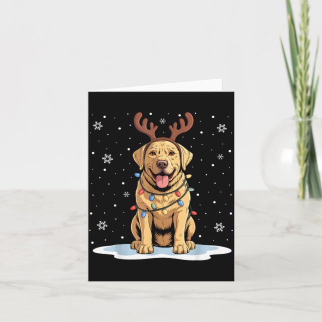 Cartão Yellow Lab Labrador Christmas Reindeer Dog Lover X (Frente)