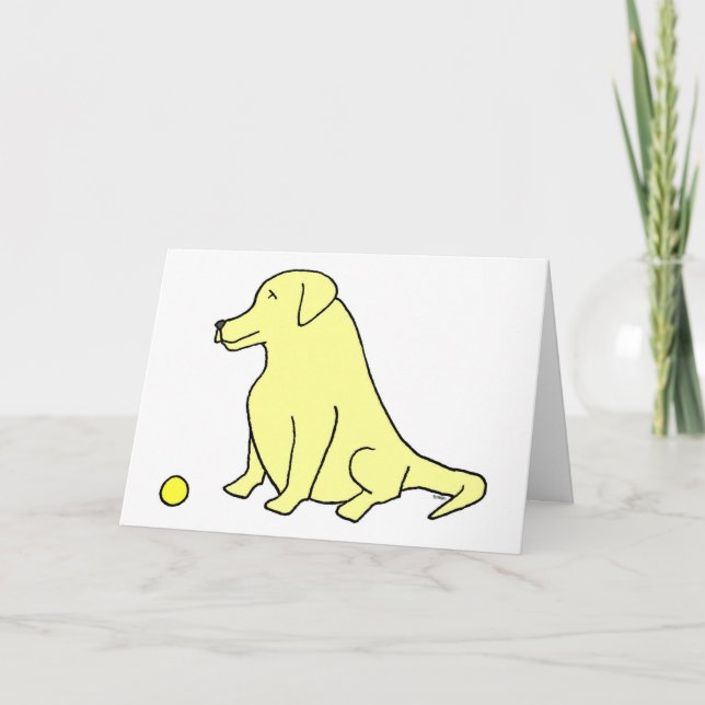 Cartão Yellow Lab “Sit. Stay. Have A Ball.” Fun Birthday (Frente)