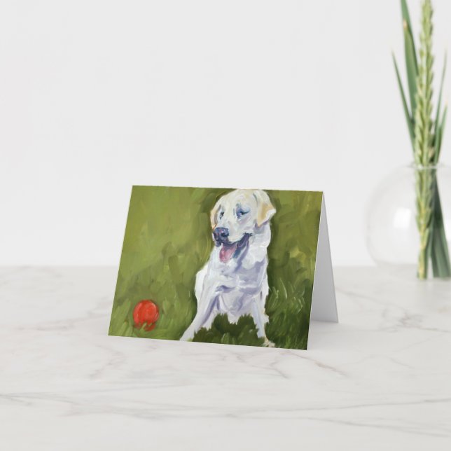 Cartão Yellow Lab with Red Ball (Frente)