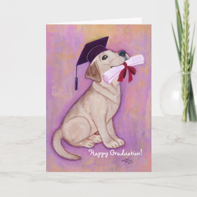 Cartão Yellow Labrador Graduation Puppy School (Frente)