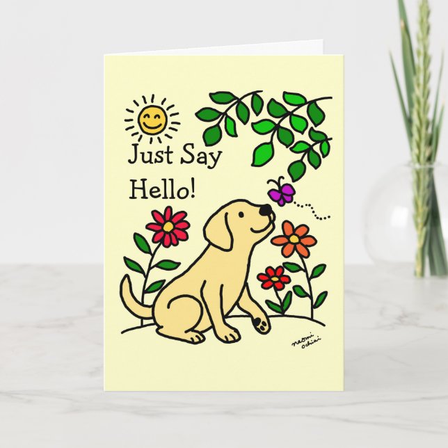 Cartão Yellow Labrador & Green (Frente)