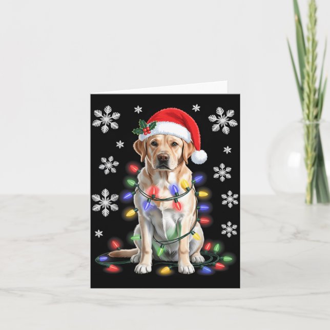 Cartão Yellow Labrador Retriever Christmas Tree Light Paj (Frente)