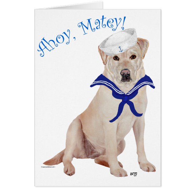 Cartão Yellow Labrador Sailor (Frente)