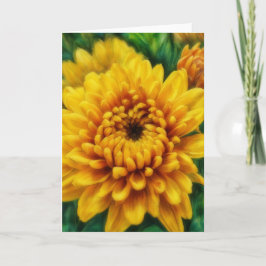 Cartão Yellow Mum Flower Floral Art Blank Card