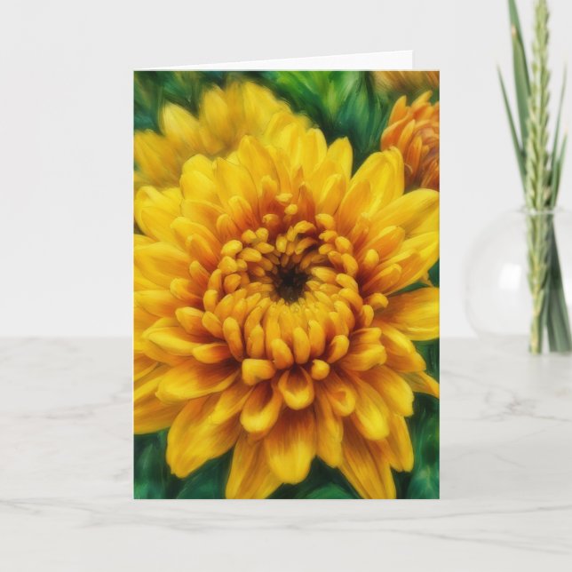 Cartão Yellow Mum Flower Floral Art Blank Card (Frente)