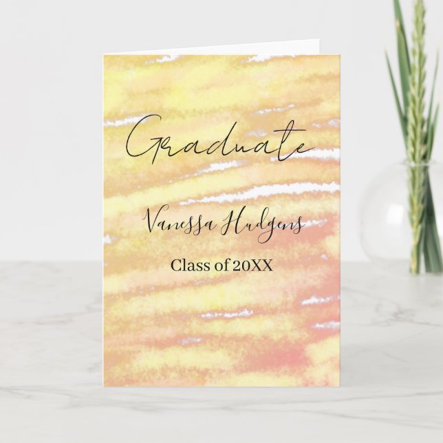 Cartão Yellow orange watercolor graduation add name year  (Frente)