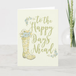 Cartão Yellow Rain Boot Bridal Shower Greeting Card
