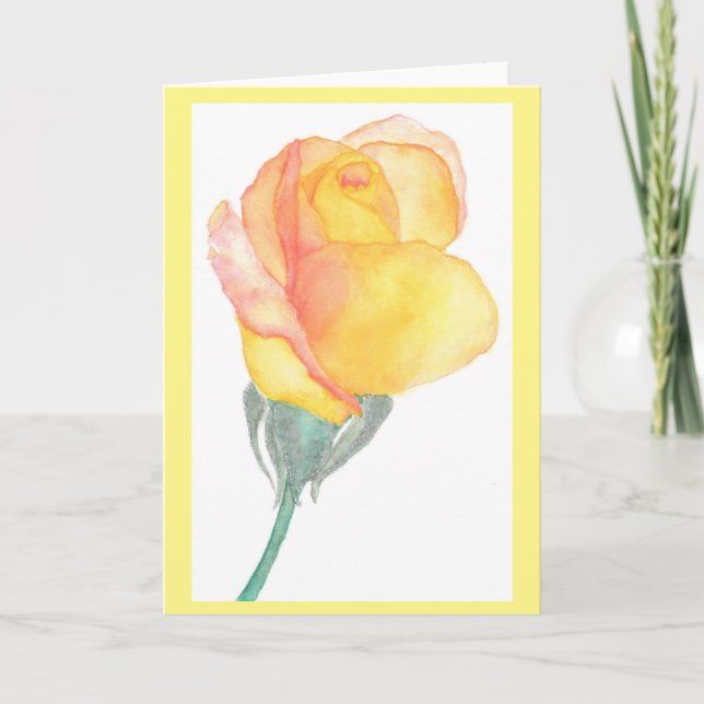 Cartão Yellow Rose Greeting Card (Frente)
