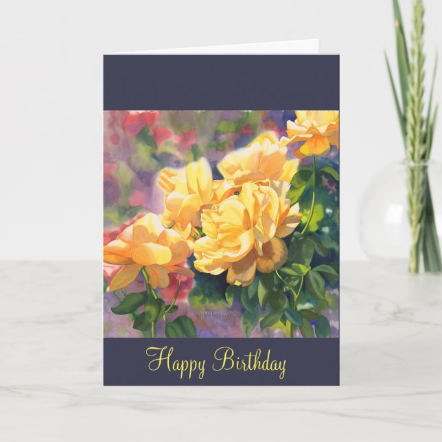 Cartão Yellow Roses Birthday (Frente)