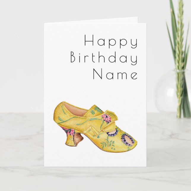Cartão Yellow Shoe Art Deco Birthday Card (Frente)
