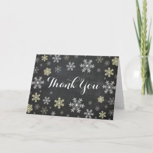 Cartão Yellow Snowflakes Winter Folded Thank You Card