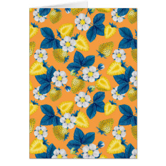 Cartão Yellow strawberries on orange