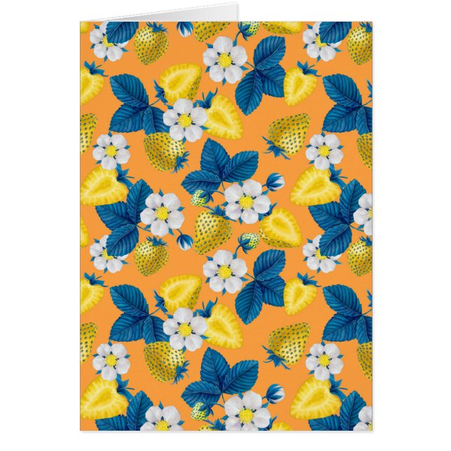 Cartão Yellow strawberries on orange (Frente)