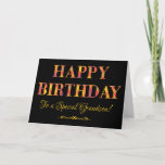 Cartão Yellow Tartan on Black Birthday for Grandson<br><div class="desc">A chic Birthday Card for a Grandson,  with Happy Birthday in red and yellow tartan lettering on a black background. This digital design is part of the Posh & Painterly 'Rangoli Collection'.</div>