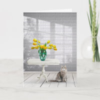 Yellow Tulips in Window Shadow Card