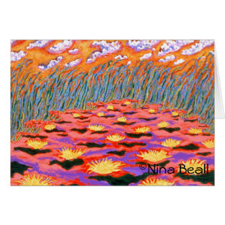 Cartão "Yellow Waterlillies In Pond," 5x7', por Nina Beal