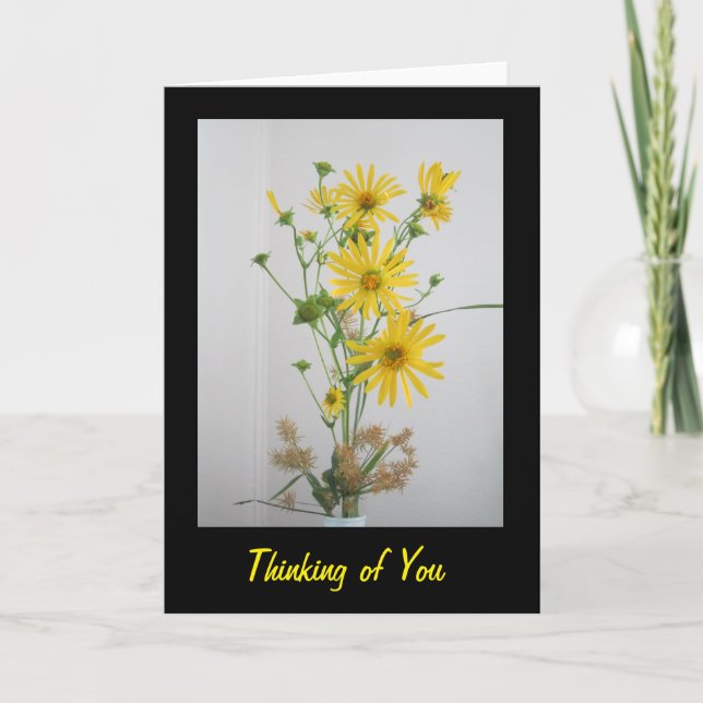 Cartão Yellow Wildflowers Thinking of You Greeting Card (Frente)