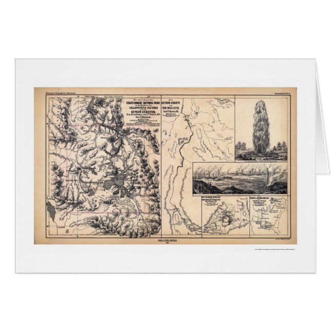 Cartão Yellowstone no poster alemão 1871 (Frente Horizontal)