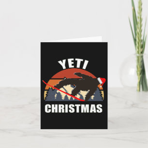 Cartão Yeti Natal - Snowboard Bigfoot Vestindo Vermelho