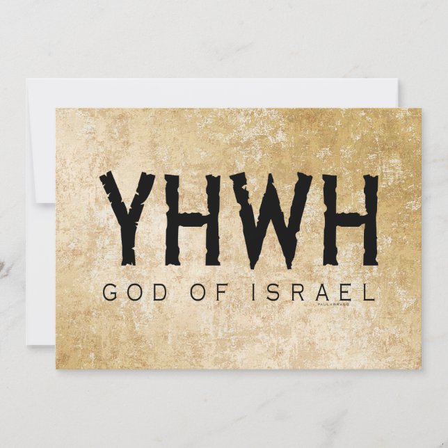 Cartão YHWH (Yahweh, Jeová) Deus Israel Tetragrammato (Frente)