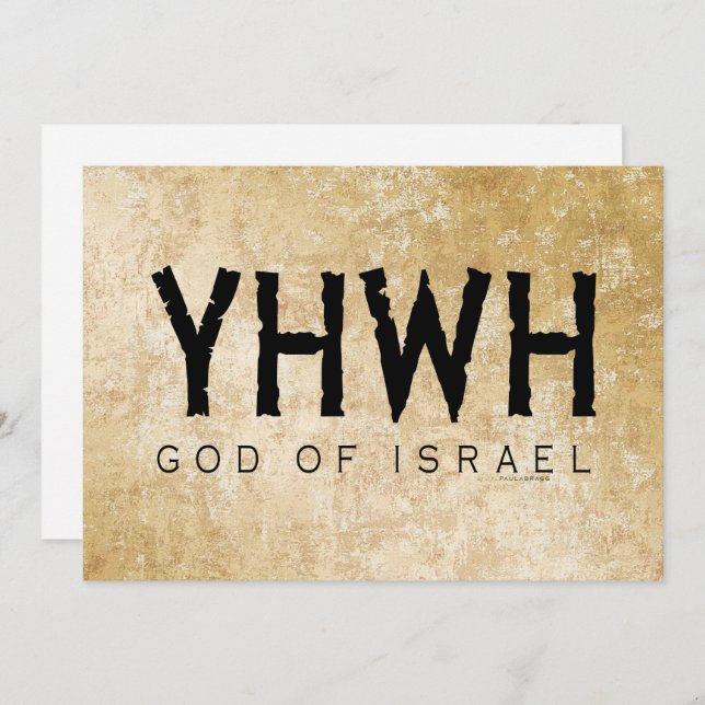 Cartão YHWH (Yahweh, Jeová) Deus Israel Tetragrammaton (Frente/Verso)