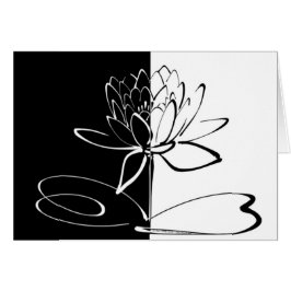 Cartão Yin Yang Black White Lotus Blossom