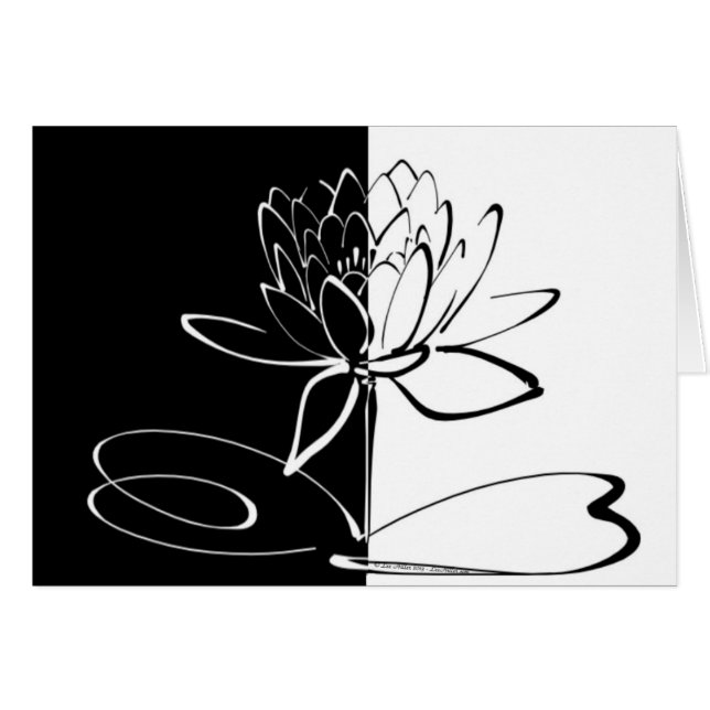 Cartão Yin Yang Black White Lotus Blossom (Frente Horizontal)