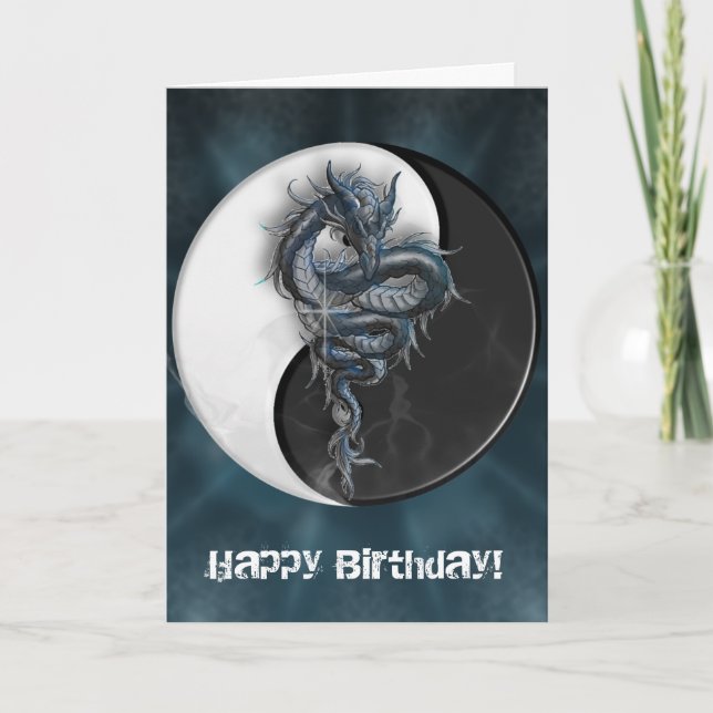 Cartão Yin Yang Chinese Dragon Customizable Greeting Card (Frente)
