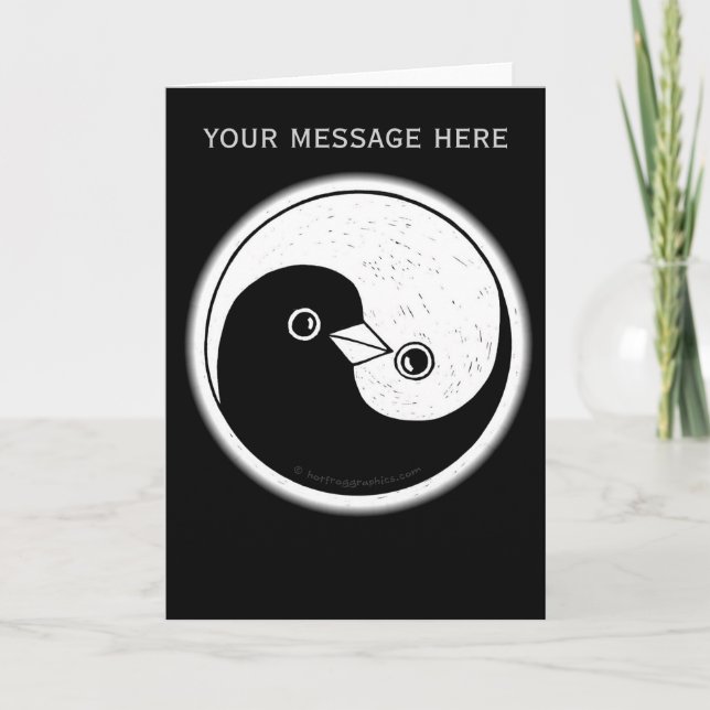 Cartão Yin Yang doves peace & harmony Greeting Card (Frente)