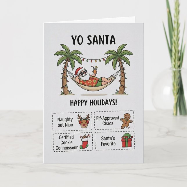 Cartão Yo Santa Funny Summer Christmas Happy Holidays (Frente)