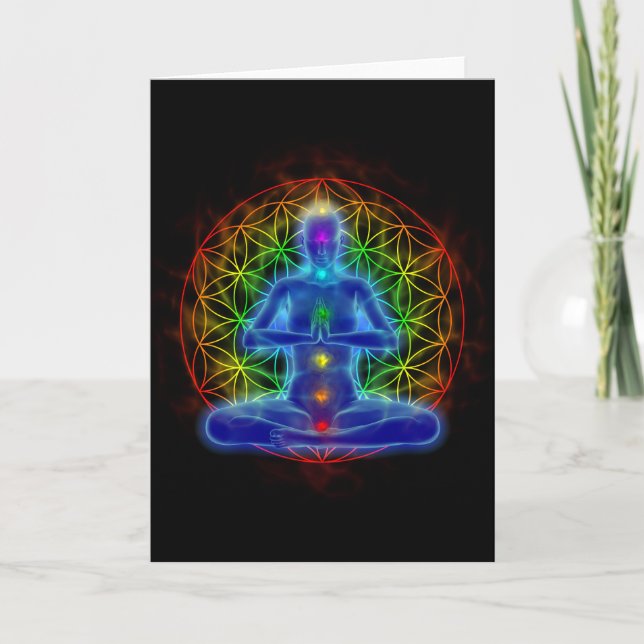Cartão Yoga and meditation - flower of life (Frente)